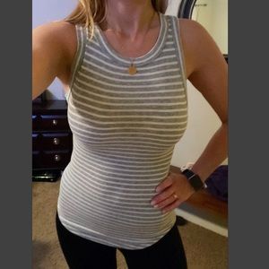 Gray and white striped tank! Perfect condition
